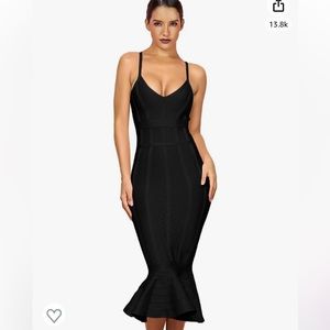 NWOT! Black Bandage Mermaid Midi Dress